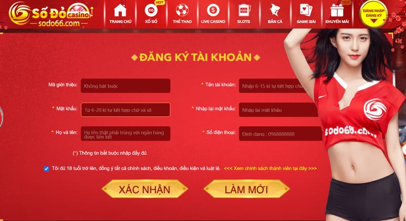 Đăng ký tài khoản tại SODO66